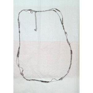 Chico's Silver Tone Double Layer Rhinestone Balls Adjustable Clasp Necklace 21"